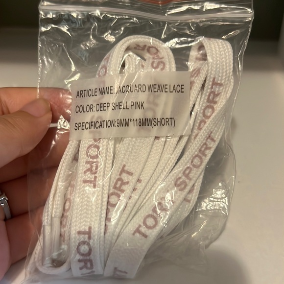 Tory Burch Weave Shoelaces in Shell Pink or Navy Sea - Picture 2 of 3